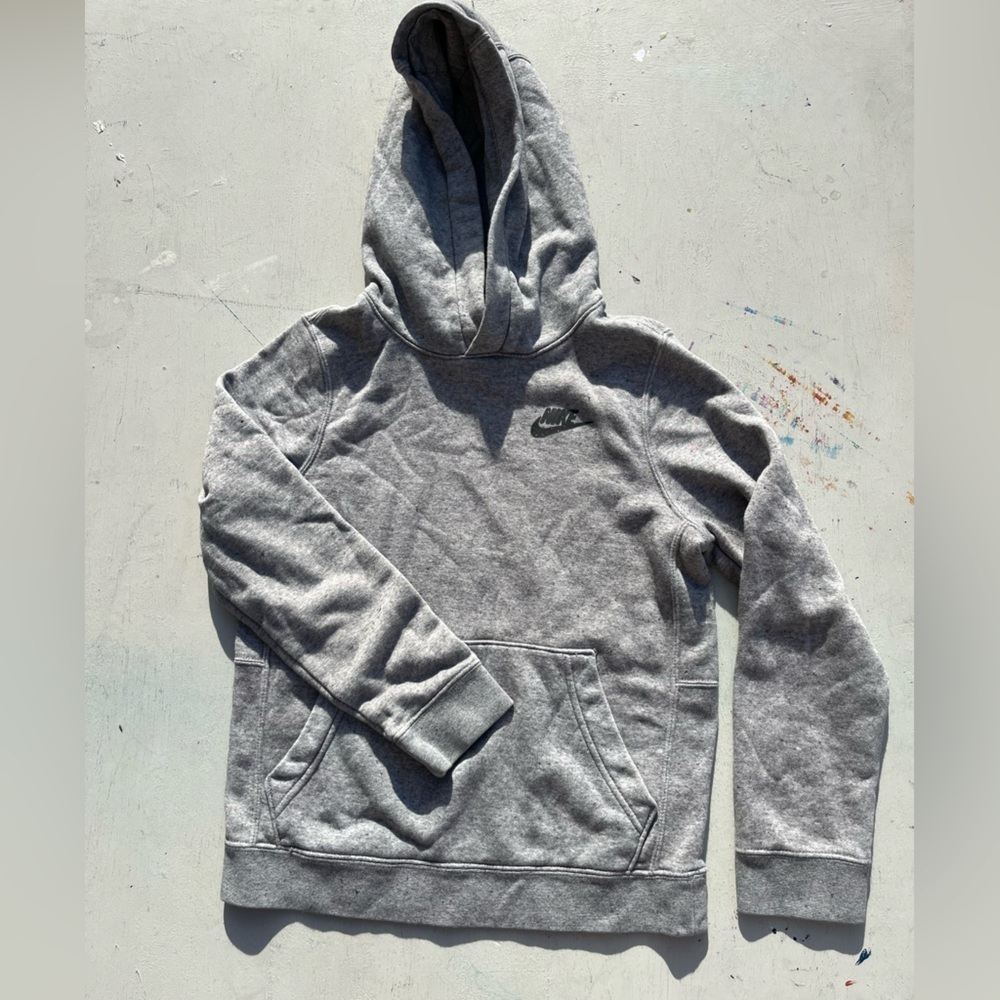 Kid's Nike Hoodie Gray Swish Logo M Spell-Out Street Check Casual Street Sports